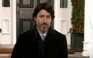 o primeiro-ministro do Canadá Justin Trudeau em discurso gravado nesta sexta-feira (15) - Reprodução/YouTube